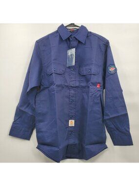 BOCOMAL FR 6.5OZ Long Sleeve Twill Button Down Shirt Men Size Small NWT